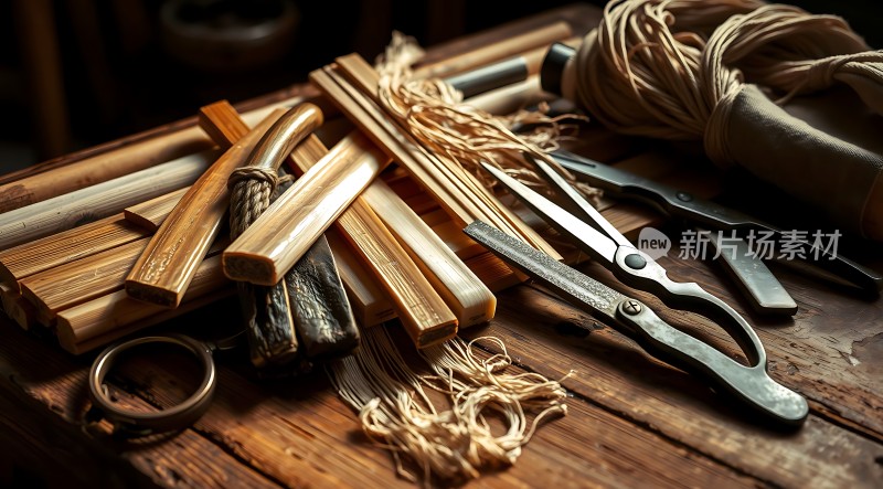 竹编工艺材料展示