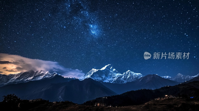 夜空中闪耀的星星天空宇宙壮丽的山峦奇观