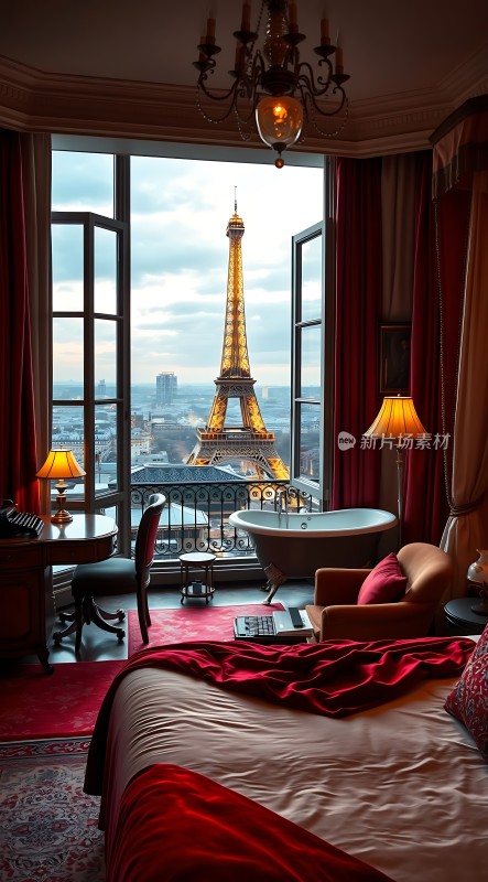 埃菲尔铁塔旁的豪华卧室
