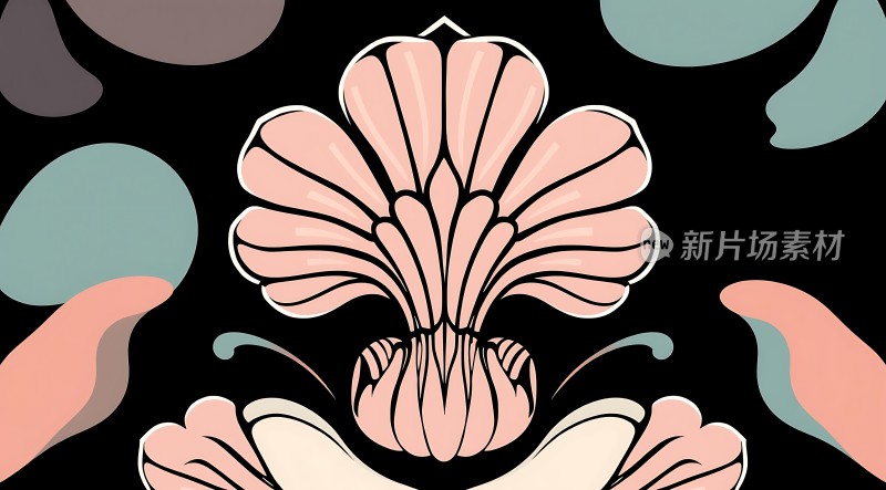 粉蓝渐变花瓣抽象艺术图案