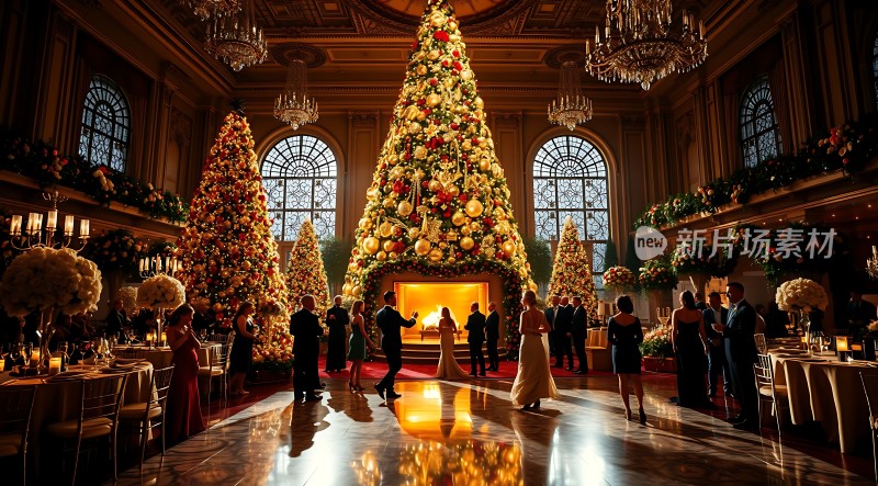 圣诞舞会华丽大厅精美装饰温馨氛围