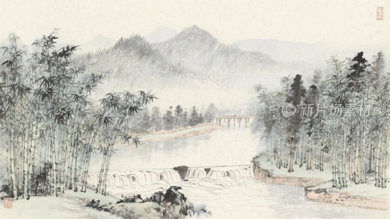 水墨山水国画