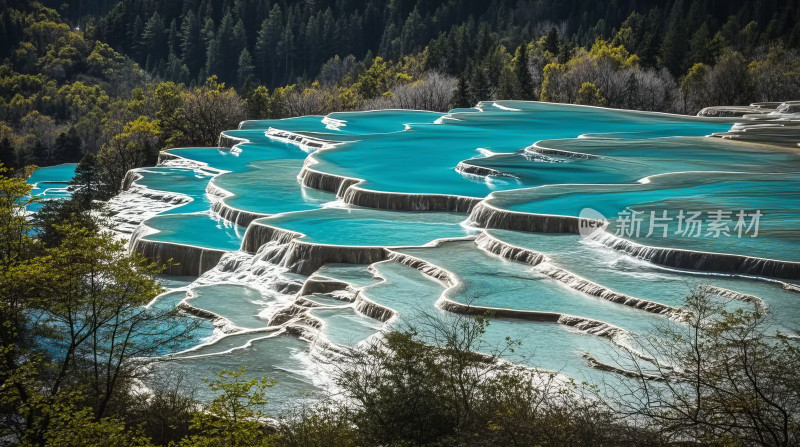 黄龙五彩池琉璃色自然风景景区