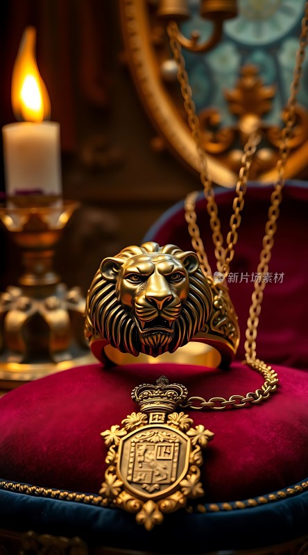 金狮戒指与徽章项链