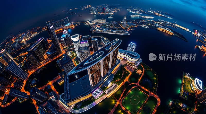 璀璨夜景下的现代都市风光