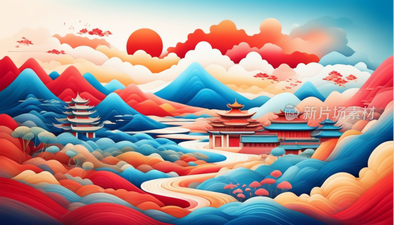 中国画山水画背景