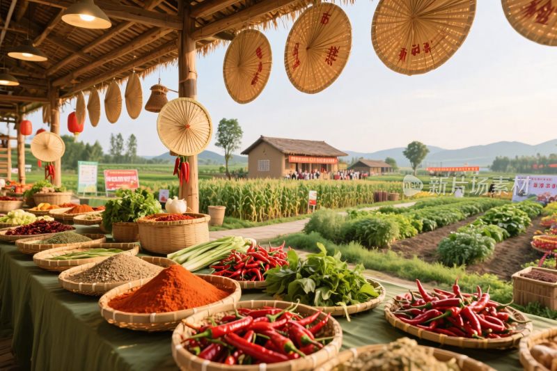 乡村集市农产品摊位