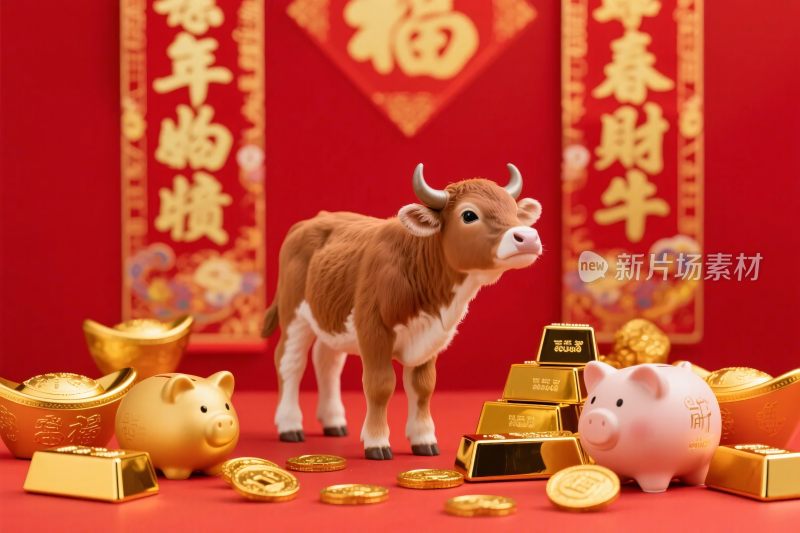 牛年春节喜庆摆件图