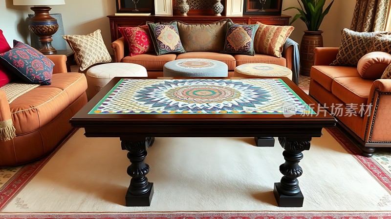 温馨客厅精美桌布舒适沙发和谐布局