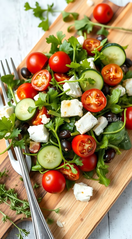 清新蔬菜沙拉色彩缤纷营养丰富适合健康饮食