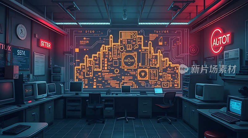 科技实验室未来城市与电子设备的交汇之地