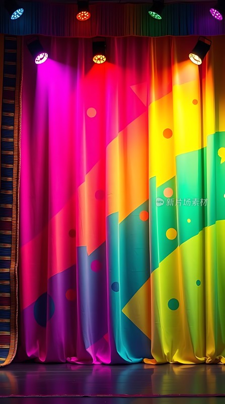 舞台灯光下的多彩幕布
