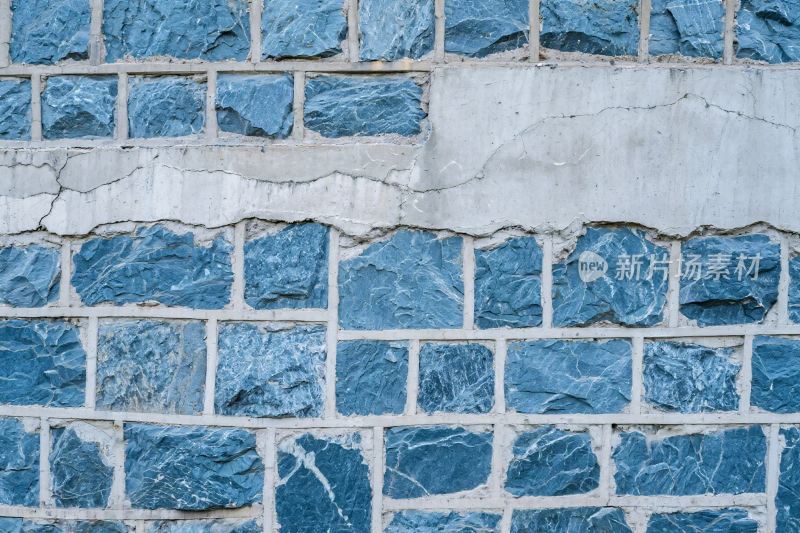 蓝色石材墙面背景