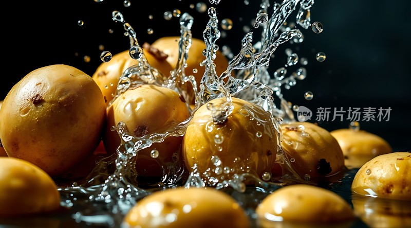 新鲜莲子溅起水花