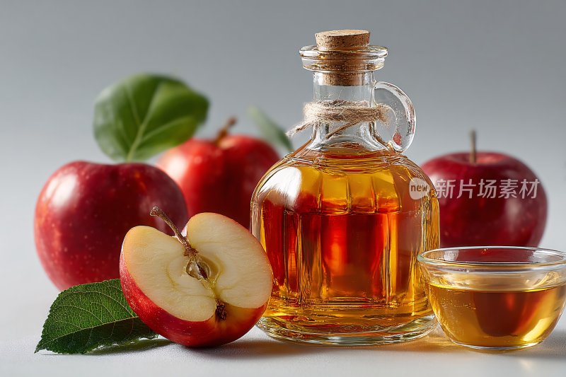 苹果与苹果醋静物图