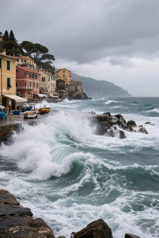 沿海风暴海浪景象