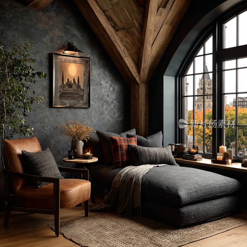 温馨复古风格阁楼窗边角落