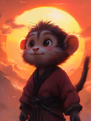 萌版西游记孙悟空齐天大圣卡通创意插画 萌版西游记孙悟空齐天大圣卡通创意插画