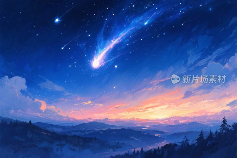 星空流星风景插画