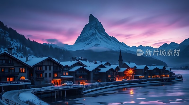 雪山下的温馨小镇