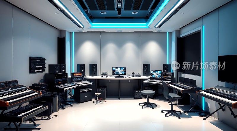 现代录音棚高端设备环绕专业环境打造音乐梦想