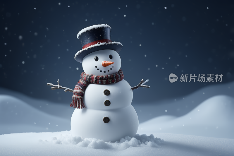 一个雪人站在雪地里高清背景图片