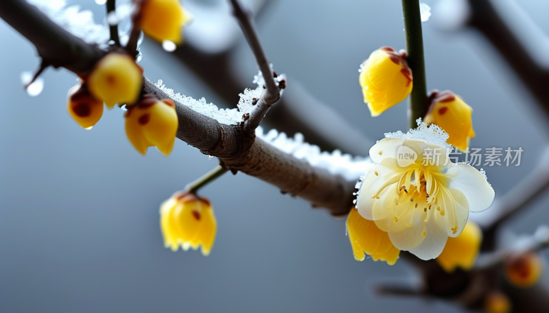 冬日里的花开雪中梅