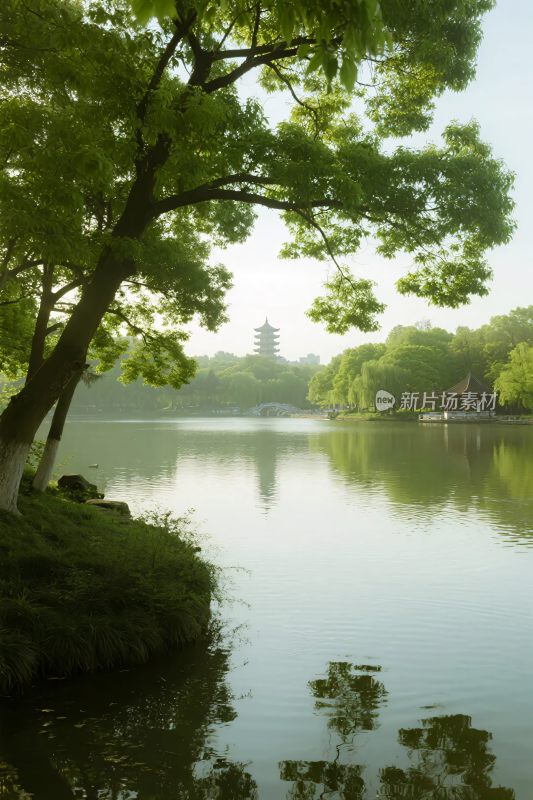 山水园林湖景图