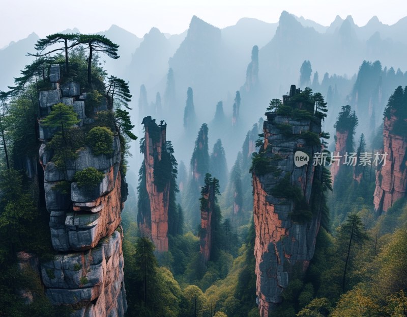 张家界雾中山景