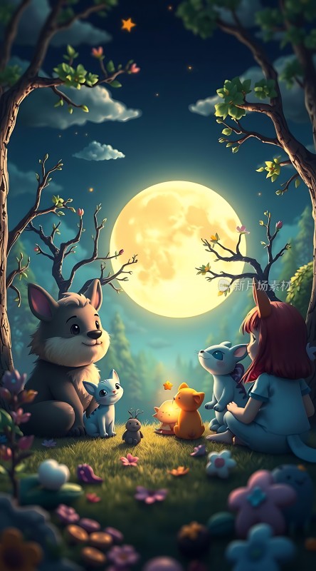月光下的森林聚会
