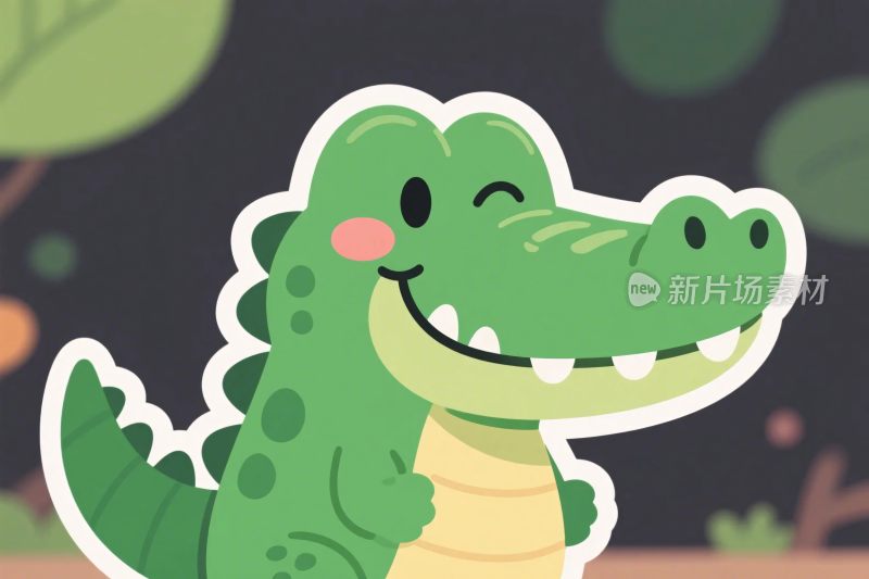卡通微笑鳄鱼插画