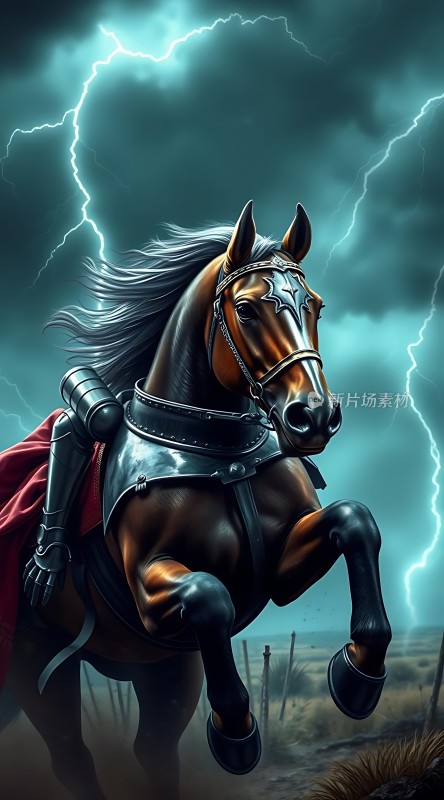 战马奔腾闪电中