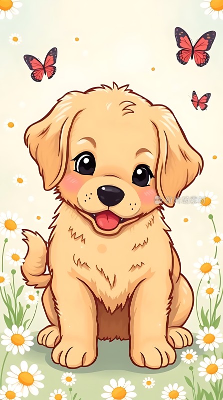 阳光下的快乐小狗