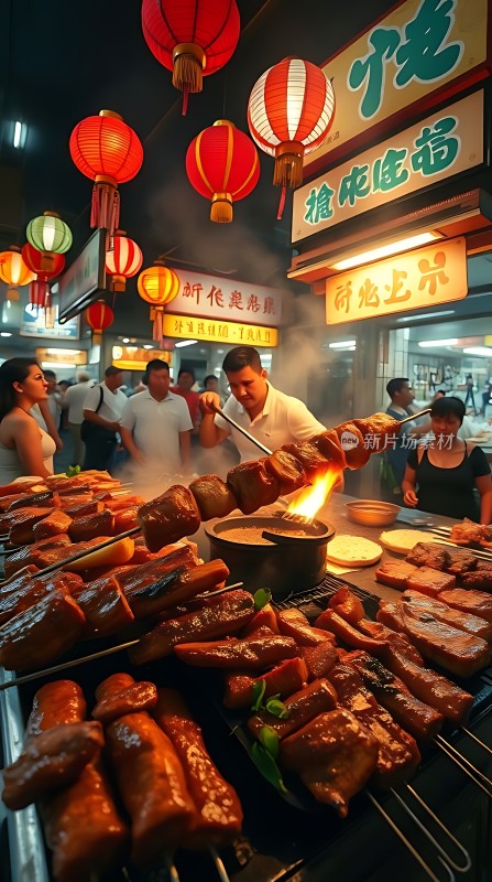 夜市烧烤美食诱惑热闹非凡