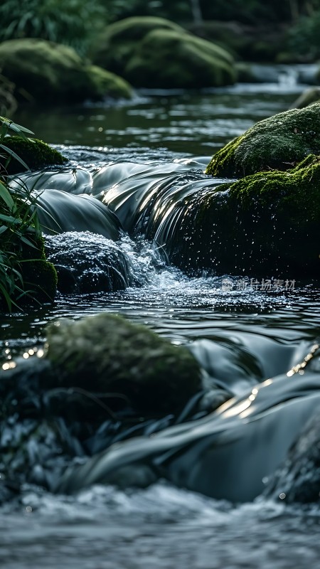 碧波轻抚绿苔石