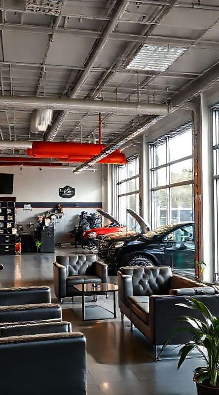 现代汽车维修车间宽敞明亮设施齐全环境舒适