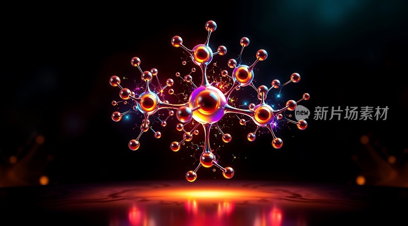 新片场素材炫彩分子结构