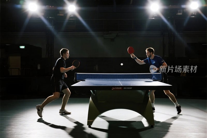 乒乓球双打竞技场景