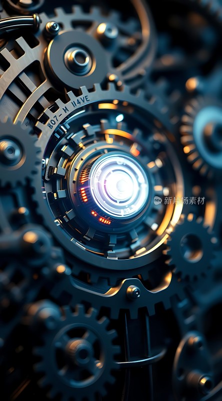 机械之心齿轮与光晕交织的未来科技