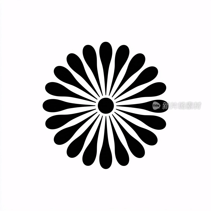 简约黑白花朵图案
