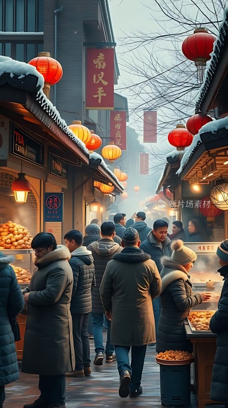 冬日集市繁华景象