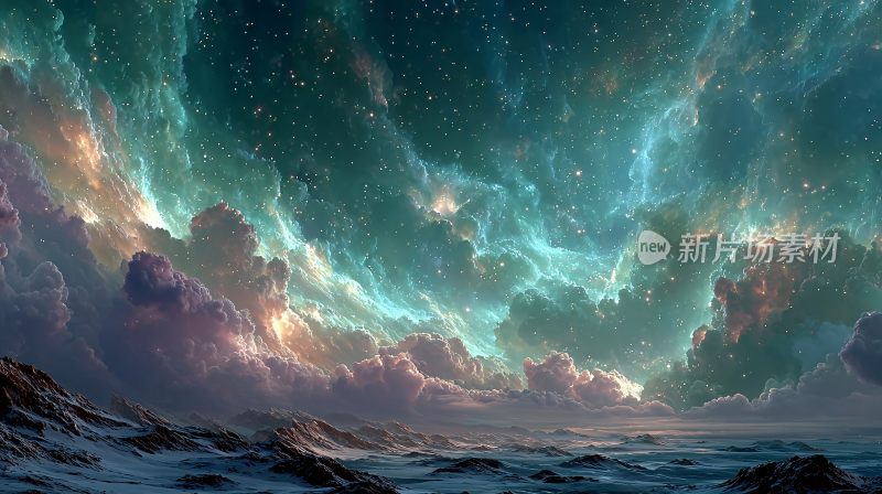 梦幻星空下的壮丽云海景观