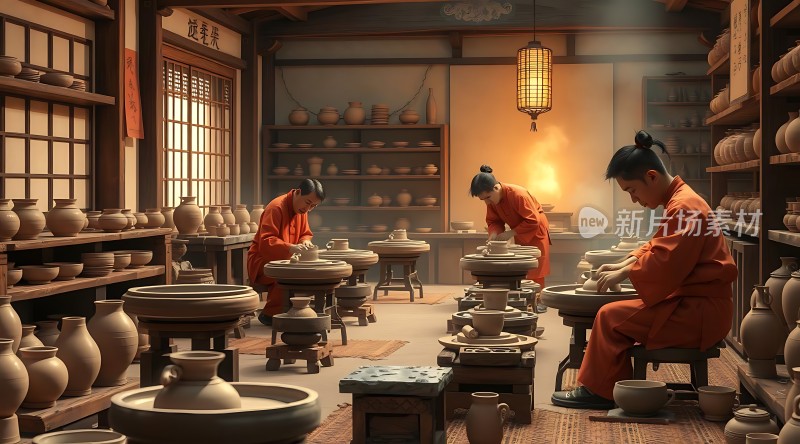 陶艺匠人精雕细琢