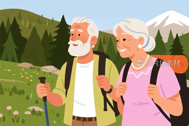 老年夫妇户外徒步
