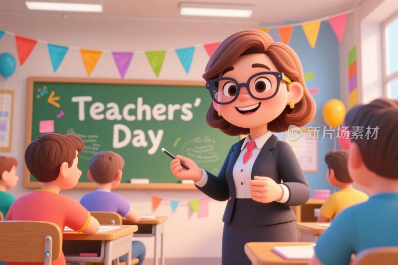 教师节教室插画
