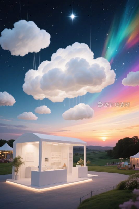 梦幻云朵星空小屋场景