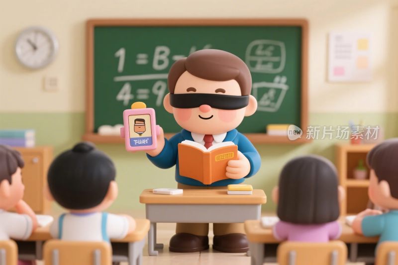 卡通教师课堂场景