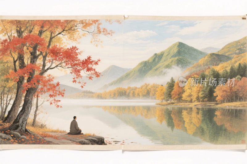 秋季山水风景插画