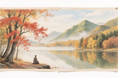 秋季山水风景插画 秋季山水风景插画