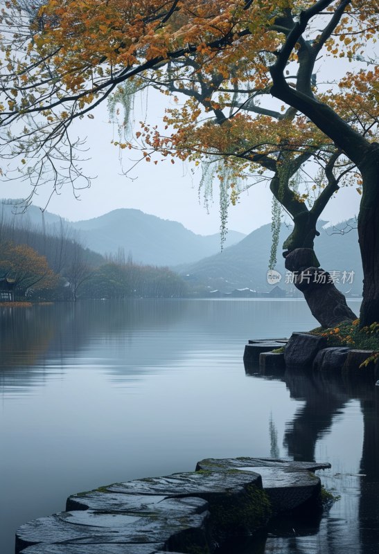 杭州湘湖烟雨景
